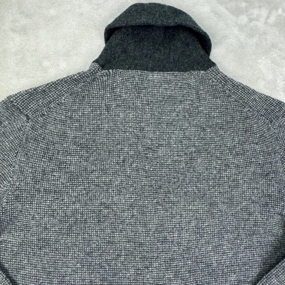 J Crew Sweater Mens XL Gray Regular Shawl Collar Wool Waffle Knit Pullover